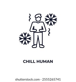 chill human outline icon. Linear vector from feelings concept. Thin line chill human icon isolated on white background