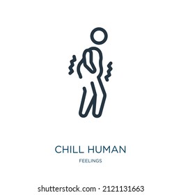 chill human thin line icon. human, medical linear icons from feelings concept isolated outline sign. Vector illustration symbol element for web design and apps.