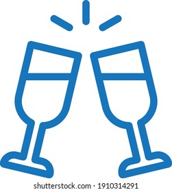 chill icon. beer icon. wine icon vector (blue version)