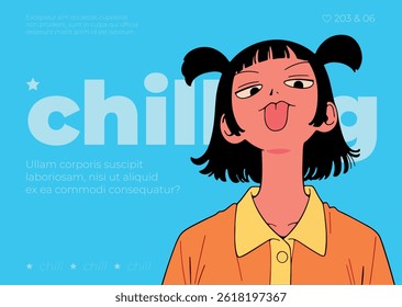 Chill Japanese Girl with Tongue Out