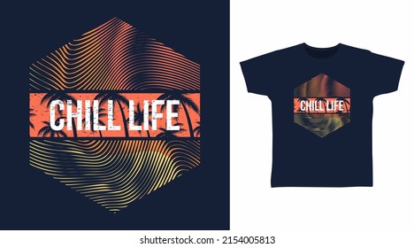Chill life beach palms cartoon tshirt art design