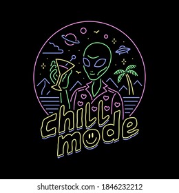 CHILL MODE NEON BADGE COLOR BLACK BACKGROUND