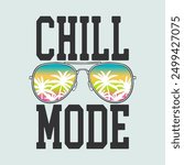 Chill mode, palm tree Sunglasses Gradient, Graphic design print t-shirts fashion, illustration, vector, posters, cards, stickers, mug