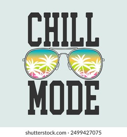 Chill mode, palm tree Sunglasses Gradient, Graphic design print t-shirts fashion, illustration, vector, posters, cards, stickers, mug