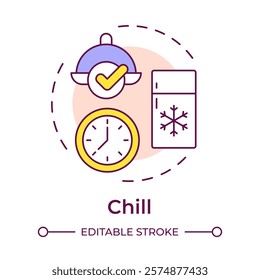 Chill multi color concept icon. Food freezer, equipment. Products preservation, safety. Round shape line illustration. Abstract idea. Graphic design. Easy to use in infographic, presentation