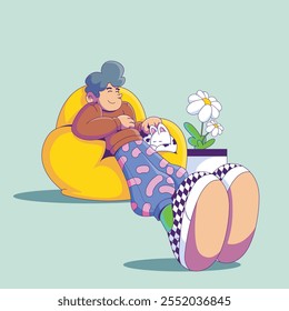 Chill out flat illustration for web design