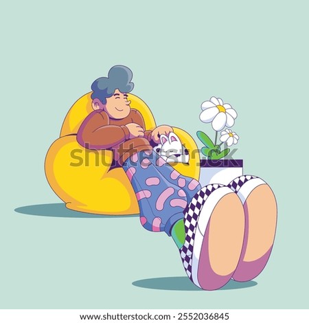 Chill out flat illustration for web design