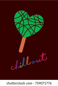 chill out greeting card with heart shape popsicle