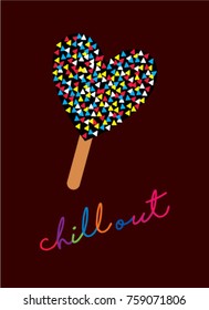 chill out greeting card with heart shape popsicle