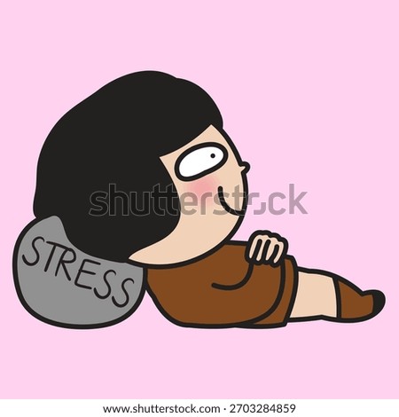 Chill Out lady Lying On Stress Concept Cartoon Character illustration
