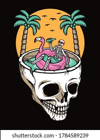 Chill out on the skull beach vector illustration