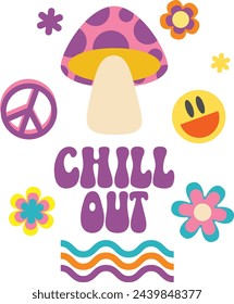 Chill Out Retro Groovy quote design