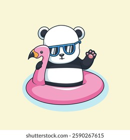 Chill Panda on a Flamingo