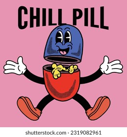 Chill Pill With Pill Groovy Character Design