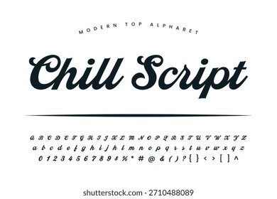 Chill Script font alphabet capital letter small letter numbers sign and symbol