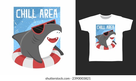 Chill Shark Area tshirt art fashion designs.