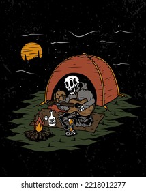 Chill skeleton camp illustration design concepts