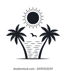 Chill and solitary moment on the beach. Editable, resizable, vector illustration.
