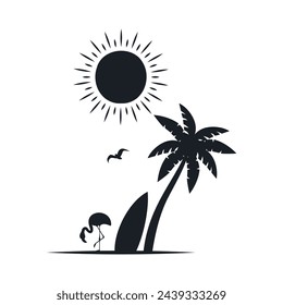 Chill and solitary moment on the beach. Editable, resizable, vector illustration.
