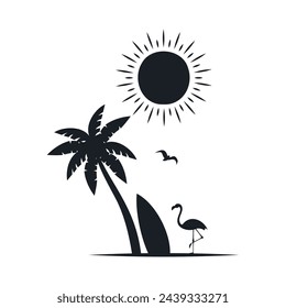 Chill and solitary moment on the beach. Editable, resizable, vector illustration.
