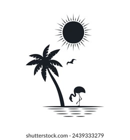 Chill and solitary moment on the beach. Editable, resizable, vector illustration.
