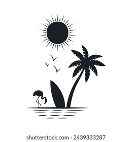 Chill and solitary moment on the beach. Editable, resizable, vector illustration.
