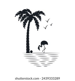 Chill and solitary moment on the beach. Editable, resizable, vector illustration.
