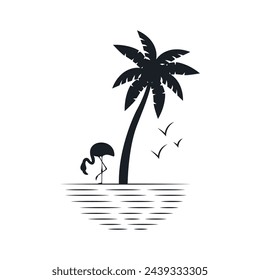 Chill and solitary moment on the beach. Editable, resizable, vector illustration.
