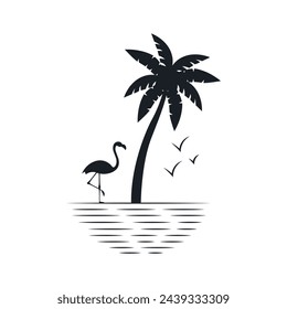 Chill and solitary moment on the beach. Editable, resizable, vector illustration.
