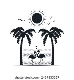 Chill and solitary moment on the beach. Editable, resizable, vector illustration.
