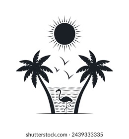 Chill and solitary moment on the beach. Editable, resizable, vector illustration.
