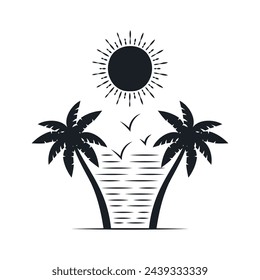 Chill and solitary moment on the beach. Editable, resizable, vector illustration.

