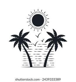 Chill and solitary moment on the beach. Editable, resizable, vector illustration.
