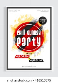 Chill Sunday Party Template, Dance Party Flyer, Night Party Banner or Club Invitation design.