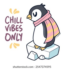 Chill Vibes Only: Cute Cartoon Penguin Vector Design