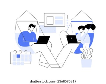 Chill zone isolated cartoon vector illustrations. Man with laptop sitting on a hammock in respite room, chill zone in smart office, recreation area, modern workplace vector cartoon.