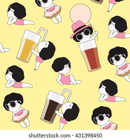 Chillax Summer Pattern Character illustration