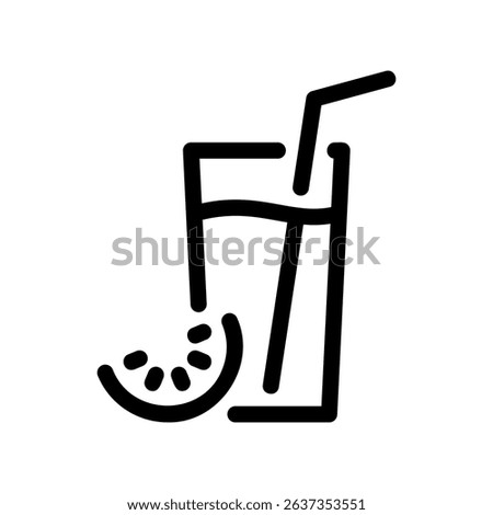 Chilled Drink with Lemon Slice Garnish and Convenient Straw