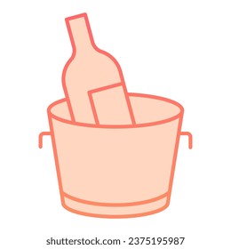 Chilled wine in bucket line icon. Alcohol drink bottle in ice cooler gradient style pictogram on white background. Winery signs mobile concept web design. Vector graphics