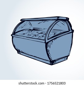 El escalofrío muestra el soporte de la caja de hielo sobre el fondo de la luz. Línea de mano negra dibuja caja de armazón vacía. Símbolo de dispositivo de pasillo de café símbolo de dibujo moderno estilo de dibujos animados de doodle en espacio de papel para texto. Vista de cierre