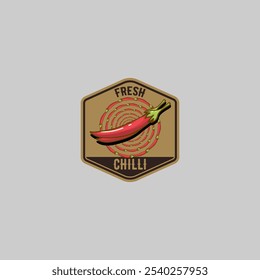  Chilli badge logo vector graphic illustration on background