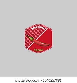  Chilli badge logo vector graphic illustration on background