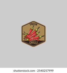  Chilli badge logo vector graphic illustration on background