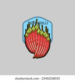  Ilustración gráfica del Vector del logotipo de la insignia de Chili en el fondo