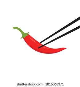 Chilli cartoon vector. Chilli and chopsticks vector.