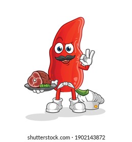 chilli  chef with meat mascot. cartoon vector