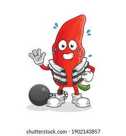 chilli  criminal vector. cartoon character
