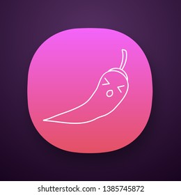 Chilli cute kawaii app character. Persevere vegetable with dizzy face. Funny emoji, emoticon, suffering, surprised. Vector isolated illustration