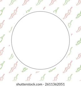 chilli frame. doodle chilli circle frame. hand drawn chilli frame background. chilli background
