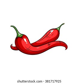 Chilli hand drawn illustration isolated on a white background - stock vector